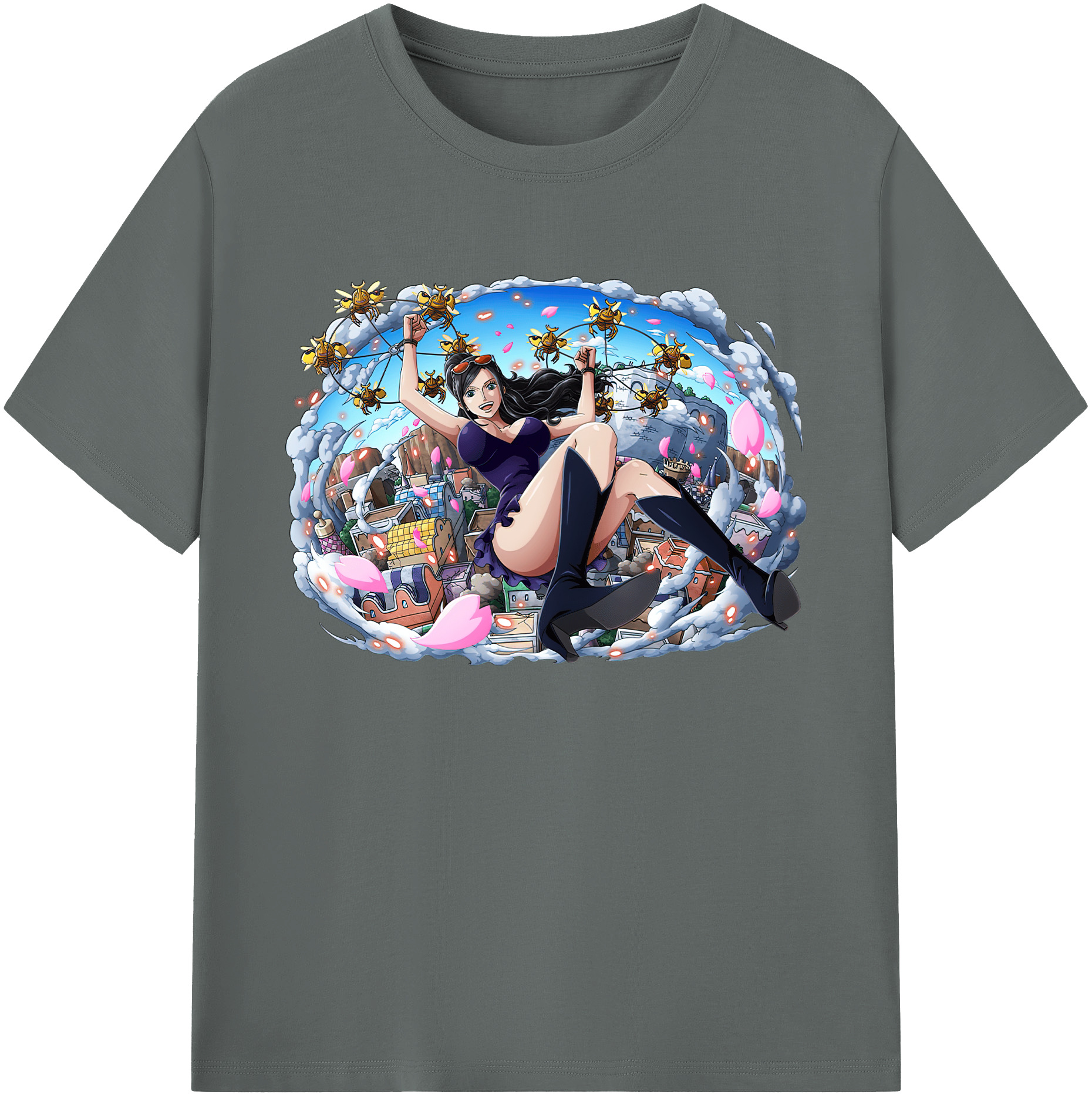 ワンピース ニコ・ロビン ONE PIECE Nico Robin 綿100％ メンズ半袖Tシャツ｜肌触りやわらか＆通気性
